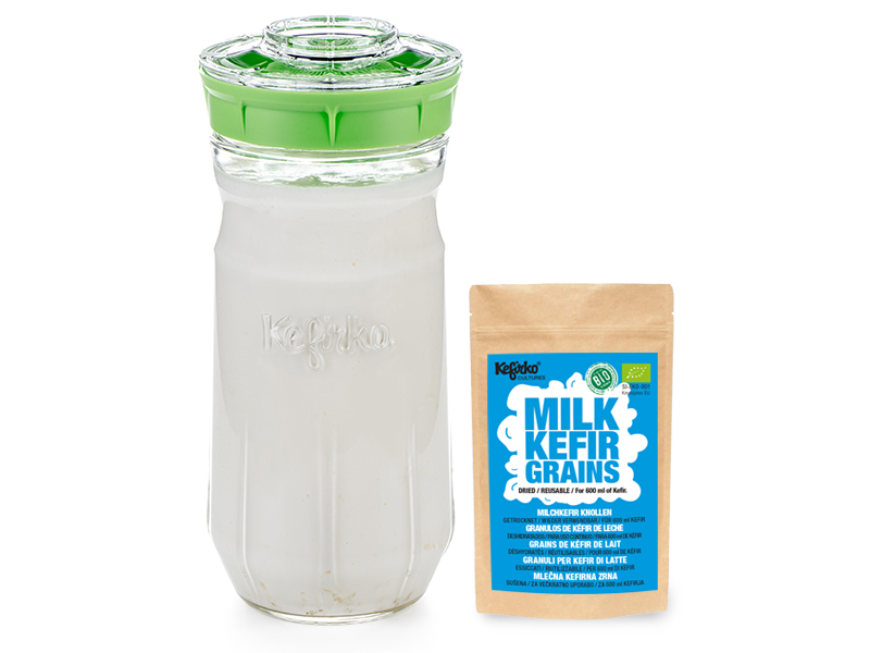 Kit de démarrage : bocal 1,4L + 1 sachet souche kéfir de lait Bio
